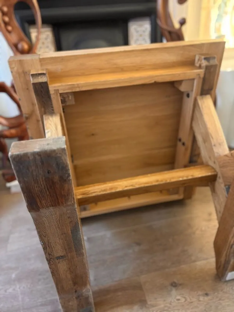 Super Heavy Solid European Oak Trestle Table (70cmx70cmx50cm) - Image 4
