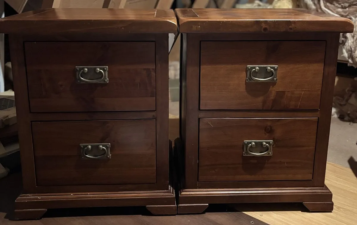 Pair of Wooden Bedside Lockers / Cabinets - Image 1