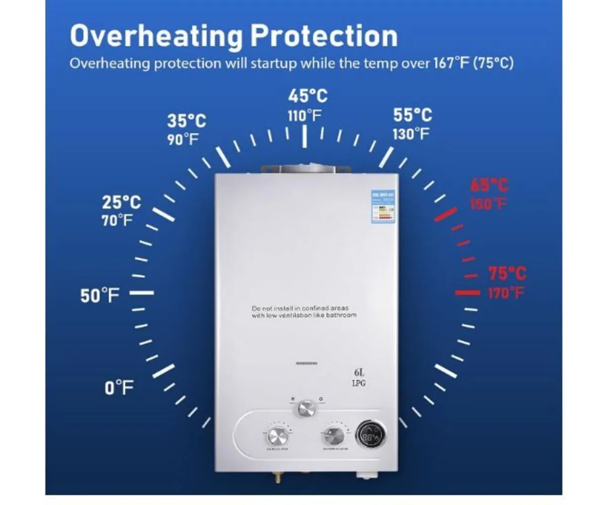 6-LPG Gas Instantaneous Water Heater, 32 kW - Image 4