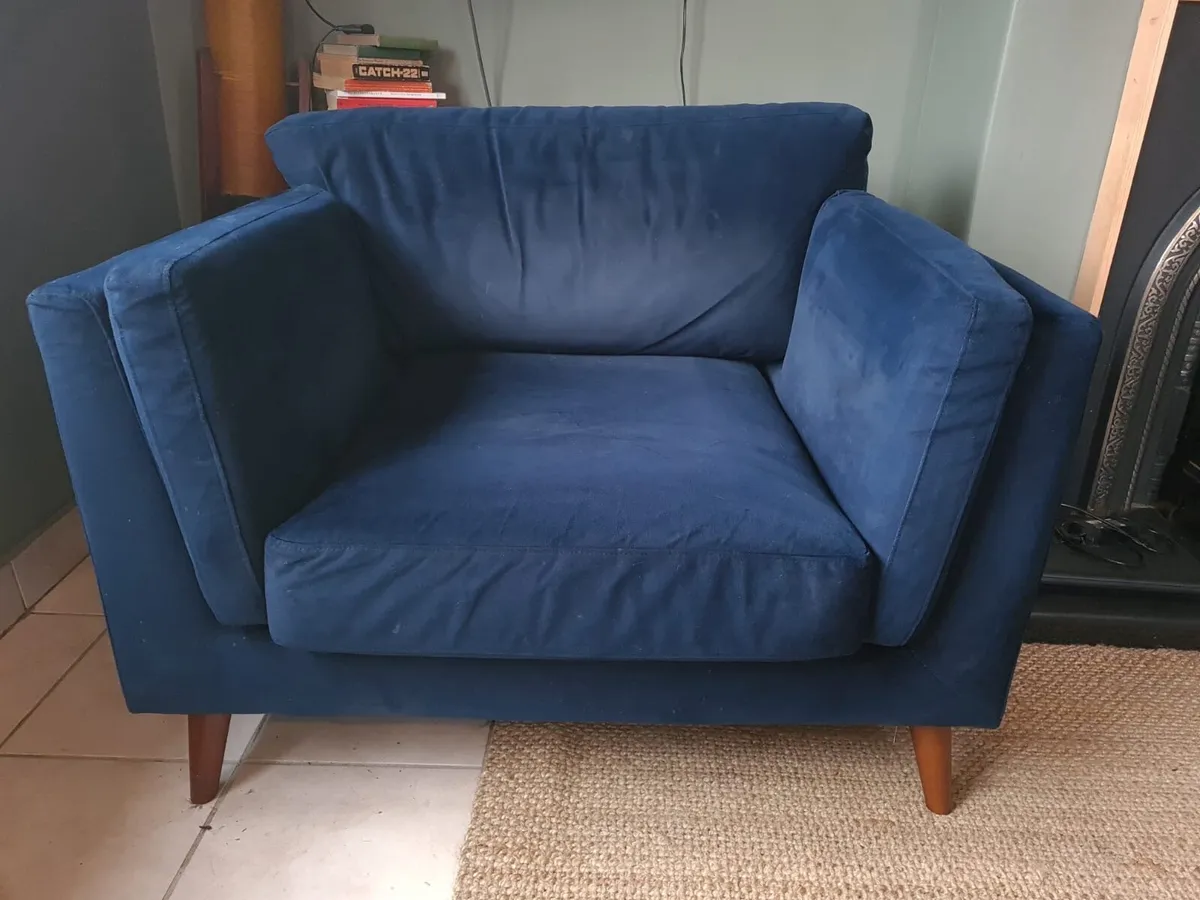 Navy Velvet Armchair - Image 1