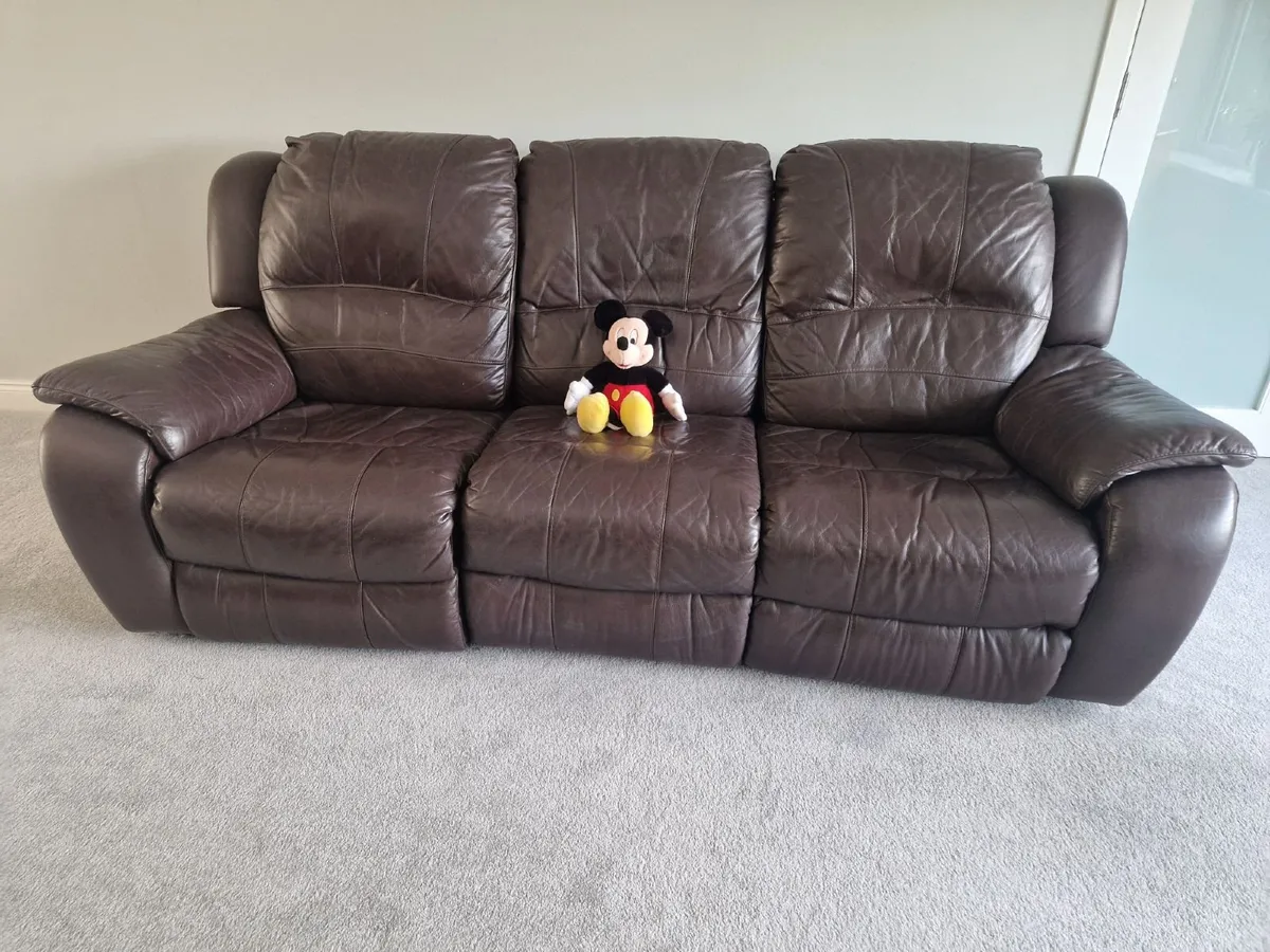 Leather Couch Reclining - Image 1