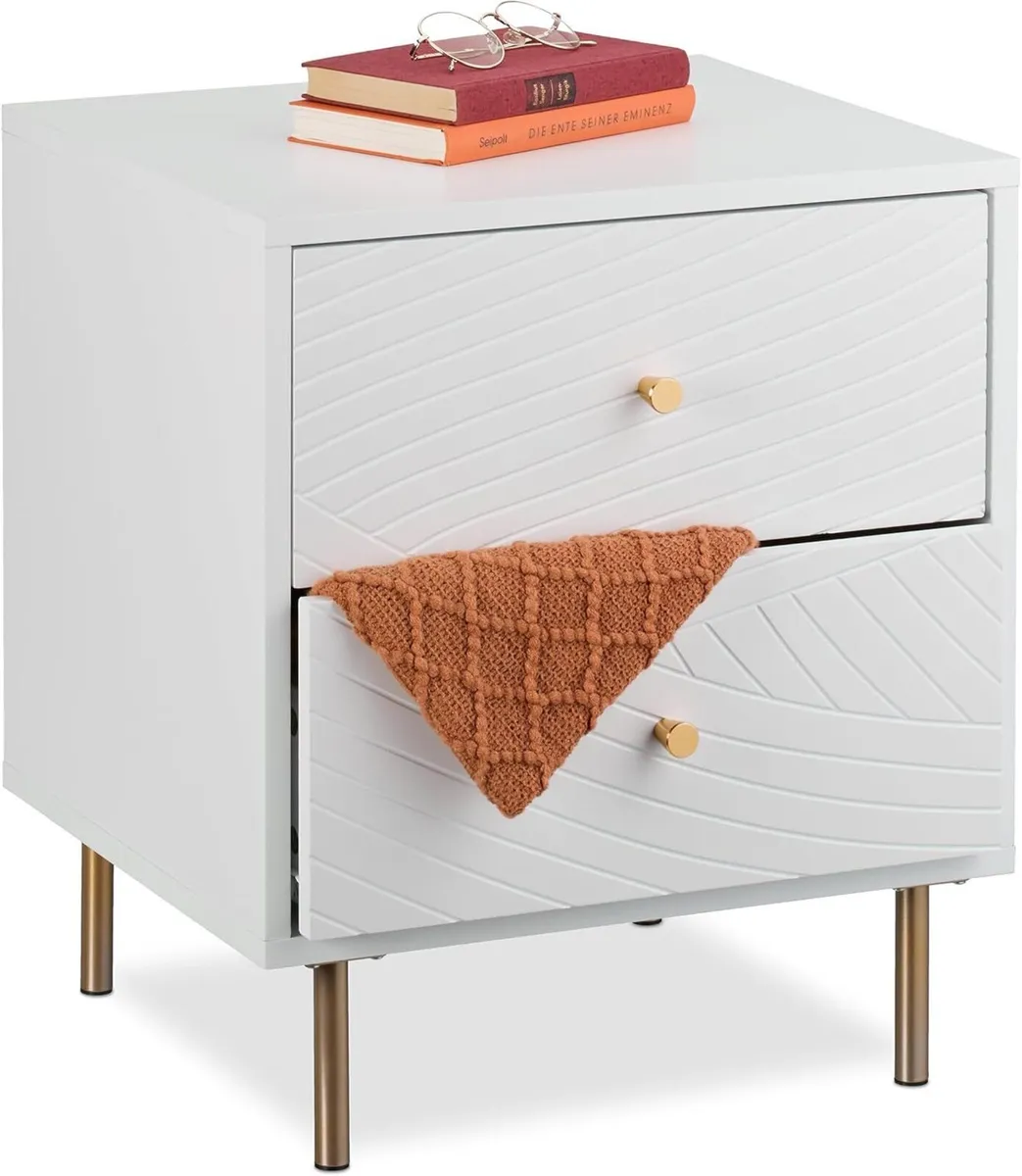 Bedside Table 2 Drawers Cabinet Bedroom Side - Image 1