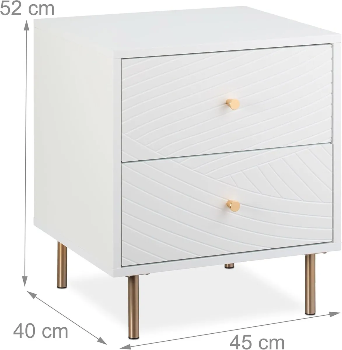 Bedside Table 2 Drawers Cabinet Bedroom Side - Image 3