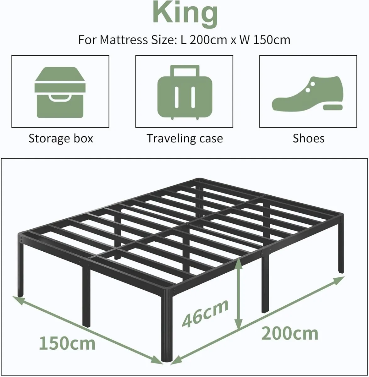 High King Size Bed Frame 5ft With Rounded Corner - Image 2