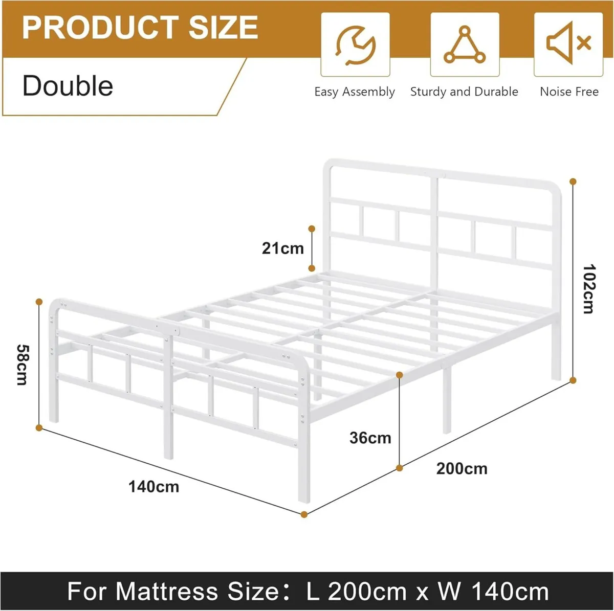 Double Bed Frame with Curved Headboard and - Image 2