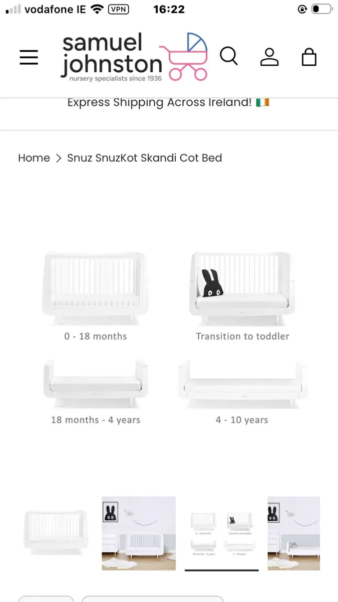 Snuz cot bed & mattress - Image 2