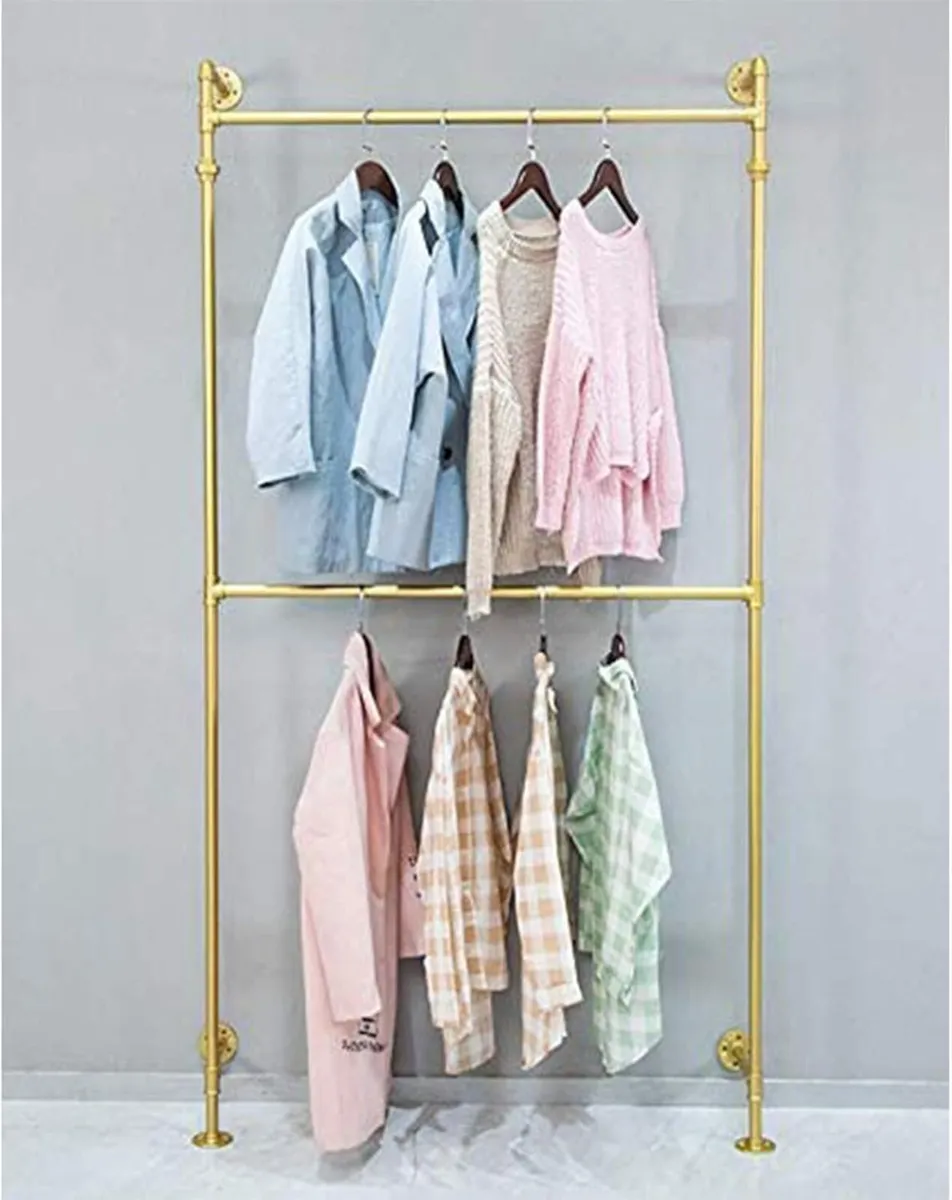 Industrial Pipe Clothing Rack Wall Mounted Iron - Image 3