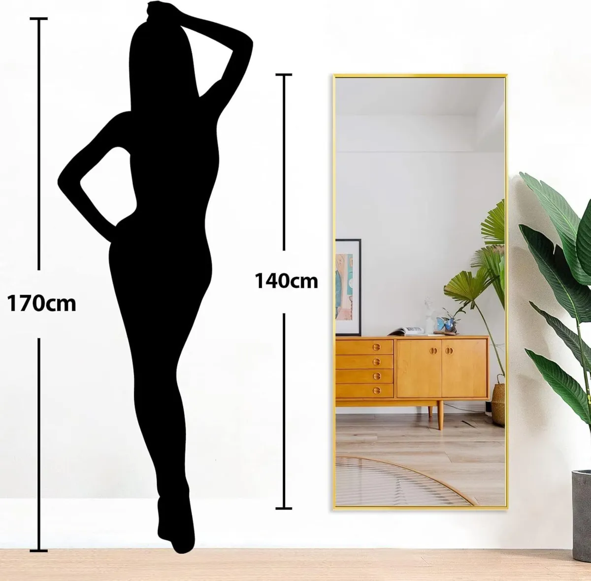 Full Length Mirror 140x40cm Free Standing Hanging - Image 4