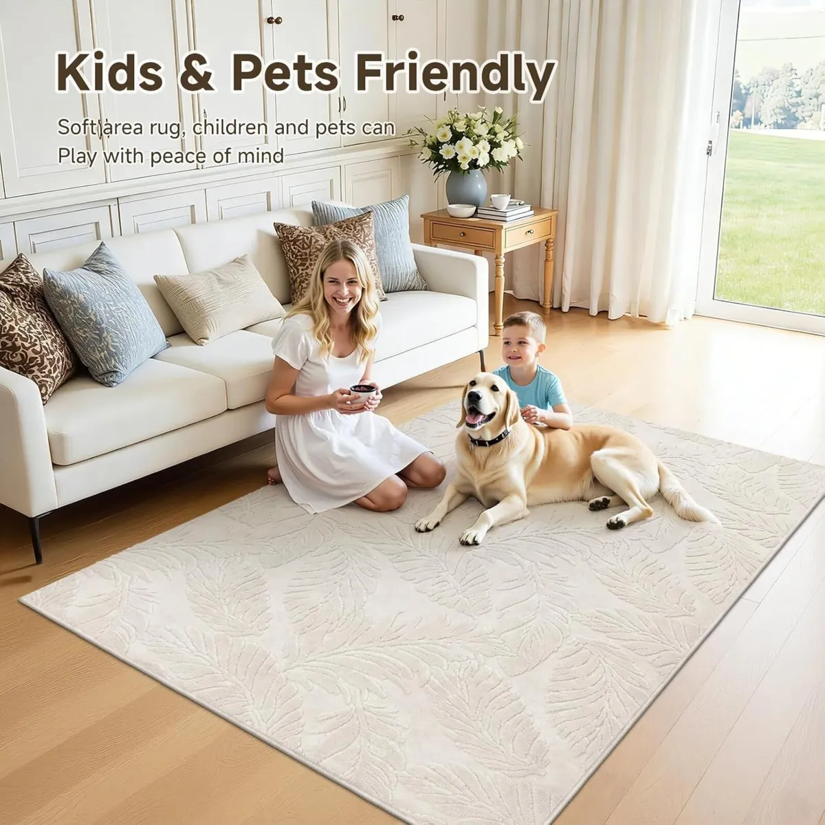 Rugs Living Room Large 160x230 cm Beige Washable - Image 3