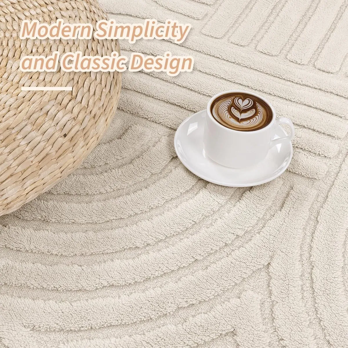 Large Rugs Living Room 200 x 300 cm Beige Fluffy - Image 4