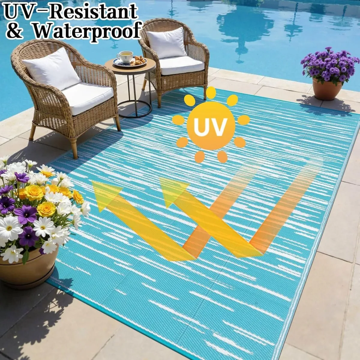 Outdoor Rug 270 x 360 cm Extra Large Garden Rugs - Image 4