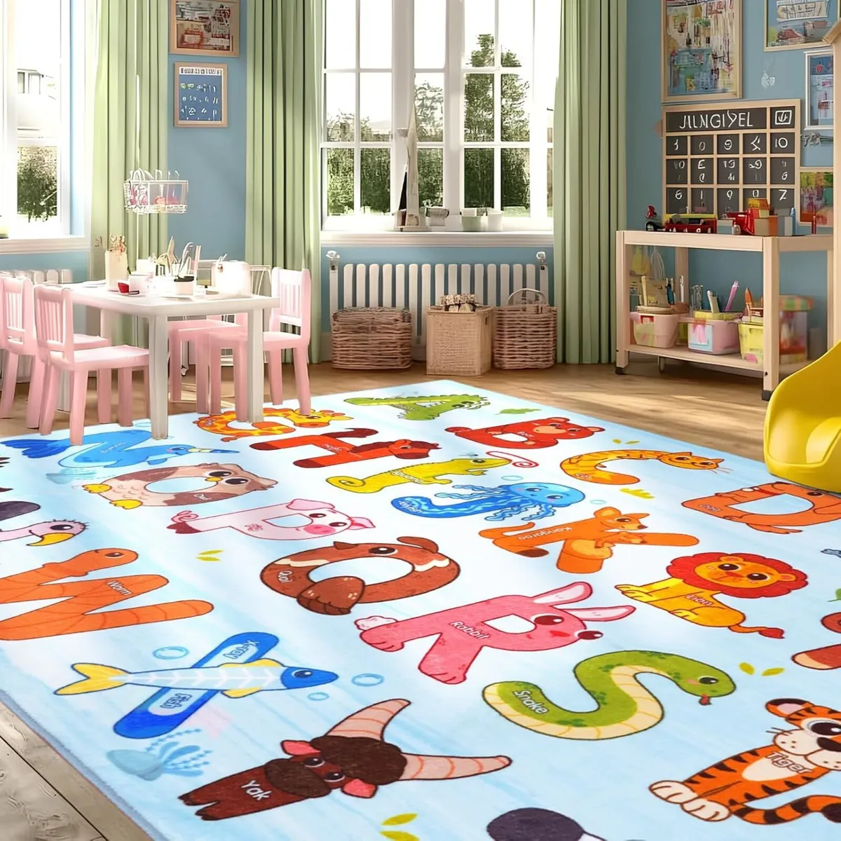 Kids Carpet Playmat Rug Alphabet Animals - - Image 2