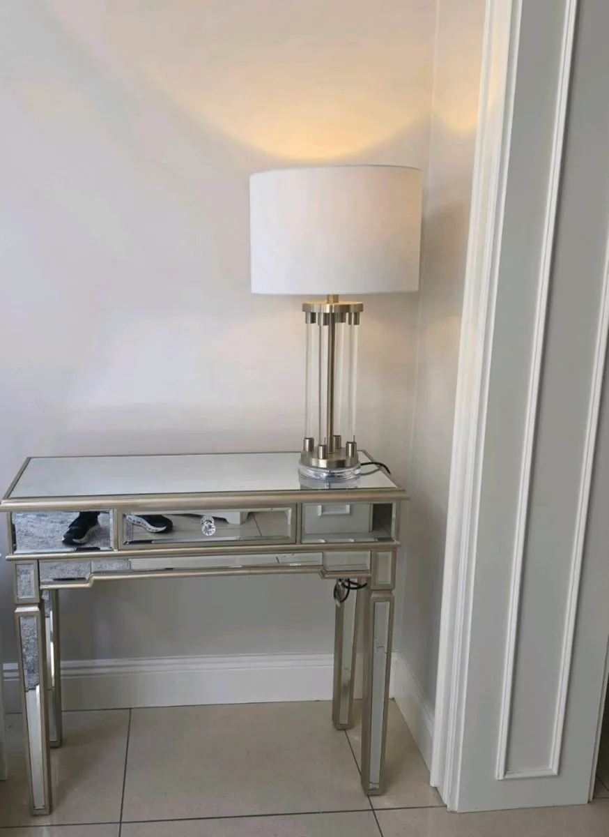 Hallway console glass mirrored table Champagne