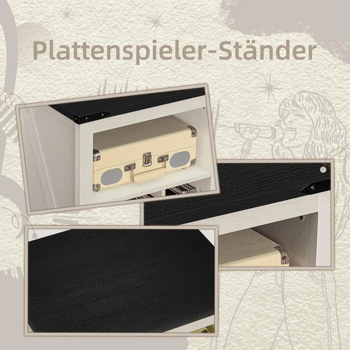 Record Player Stand with Vinyl Storage Large - Image 4