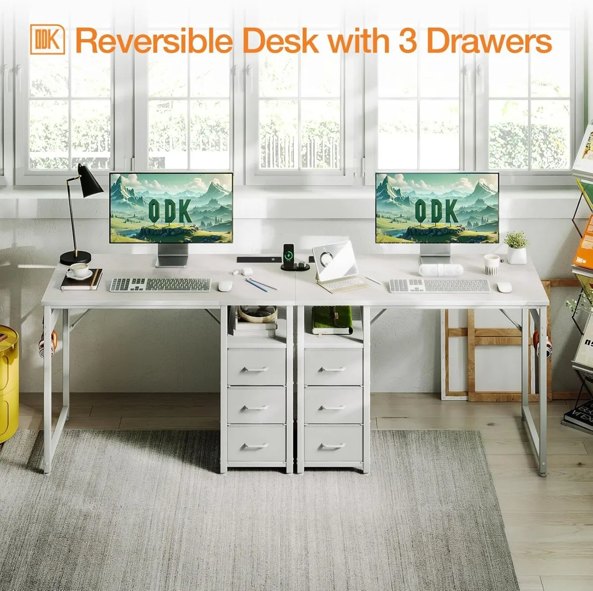 100cm Office Desk with Drawers Computer 2 Sockets - Image 4