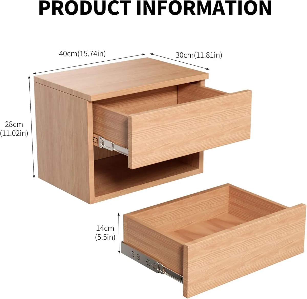 Floating Nightstand Modern Wall Mounted Bedside - Image 2