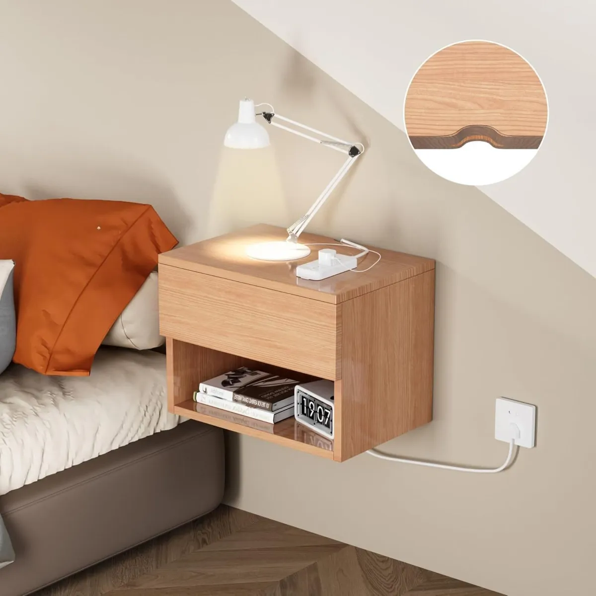 Floating Nightstand Modern Wall Mounted Bedside - Image 3