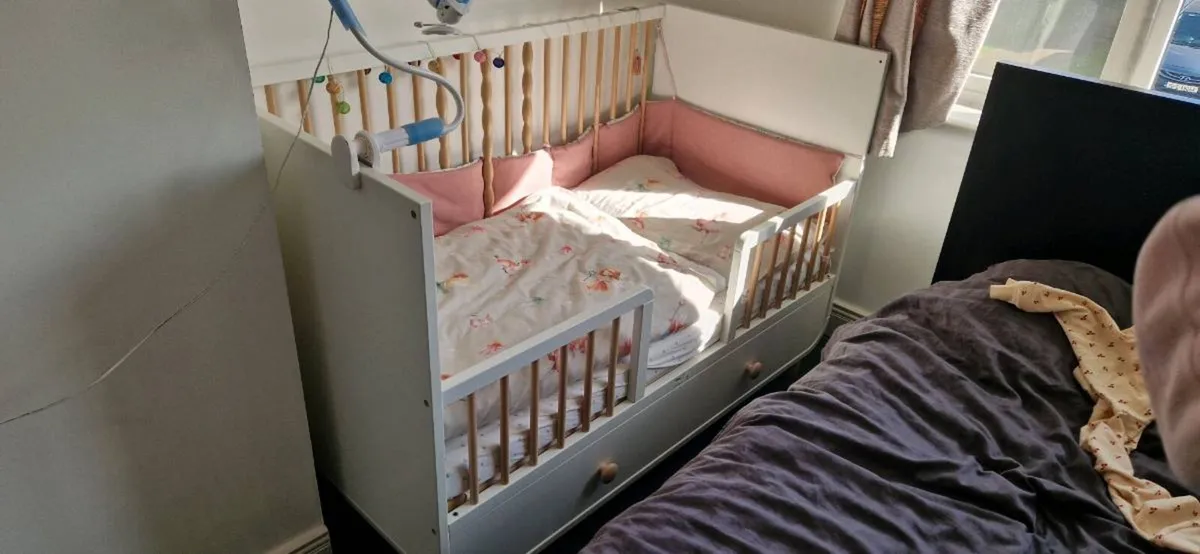 Cot with drawer, white, 70x140 cm - Image 2