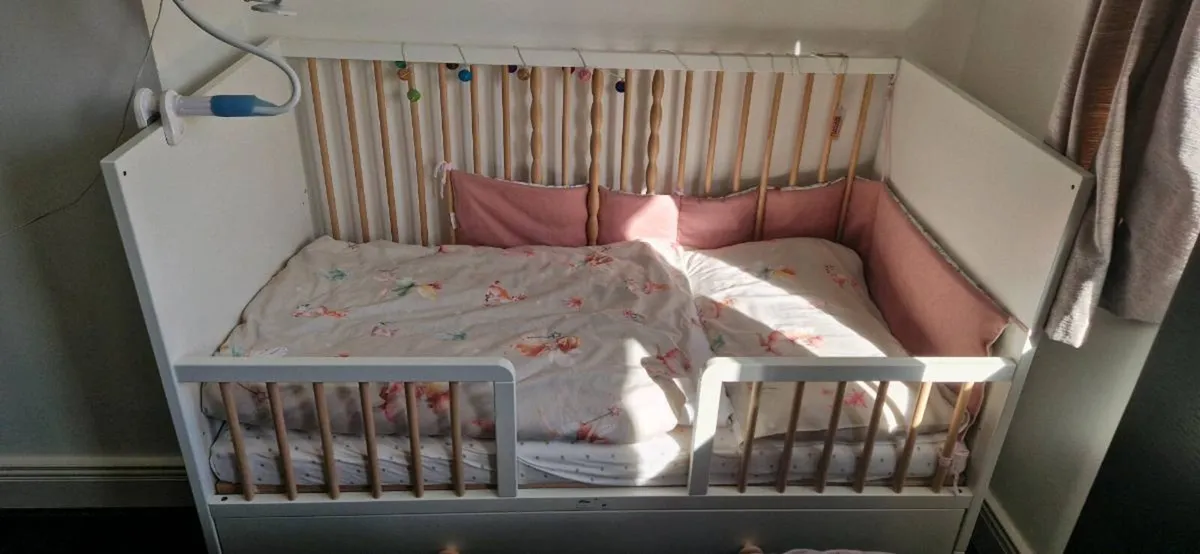 Cot with drawer, white, 70x140 cm - Image 3