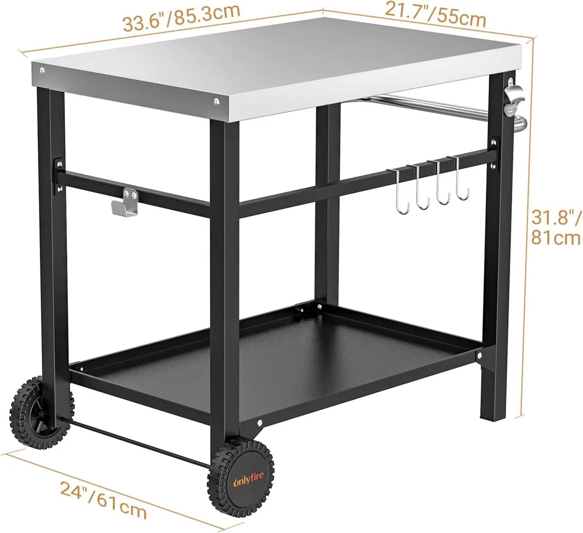BBQ Serving Trolley Table Stainless Steel Flattop - Image 3