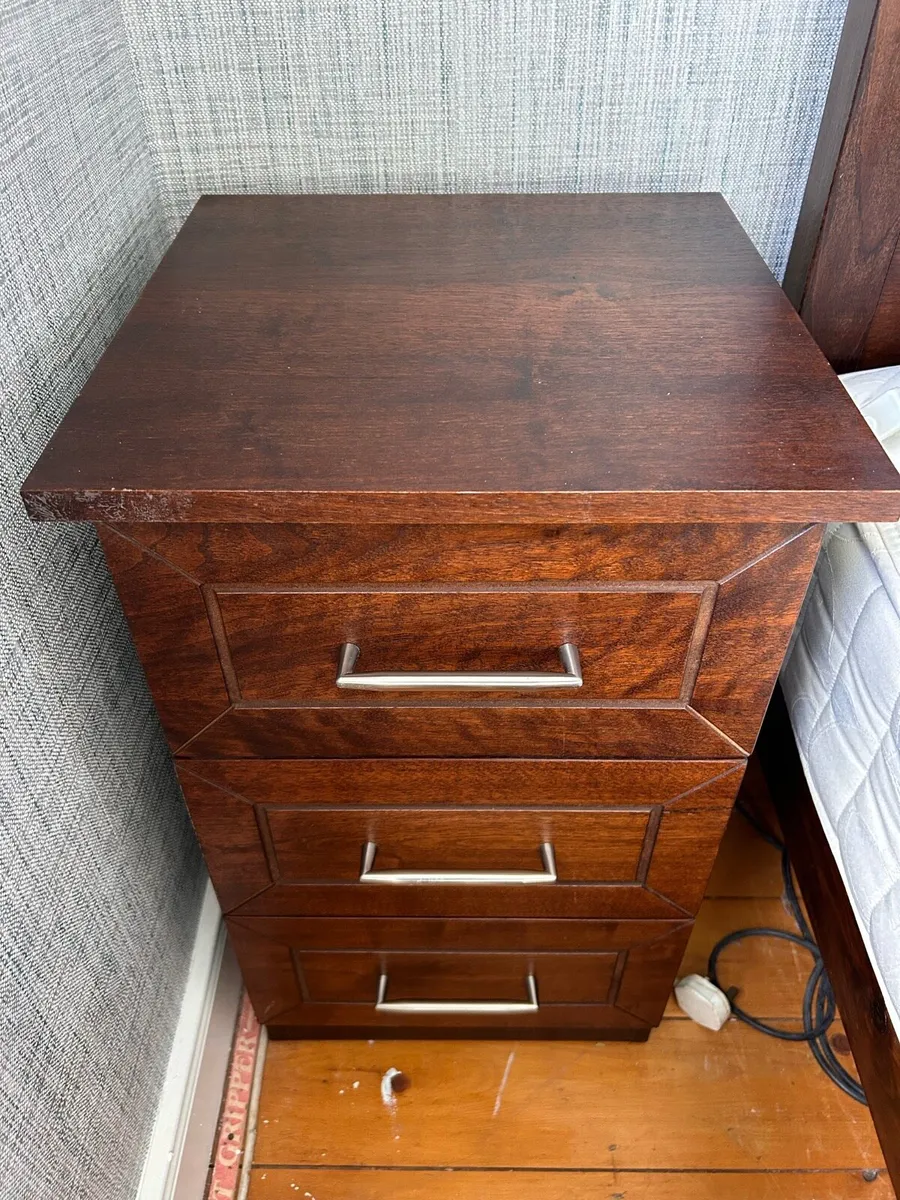 5ft bed frame/matching lockers/chest of drawers. - Image 3