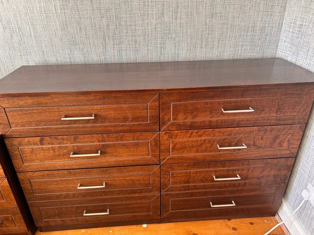 5ft bed frame/matching lockers/chest of drawers. - Image 4