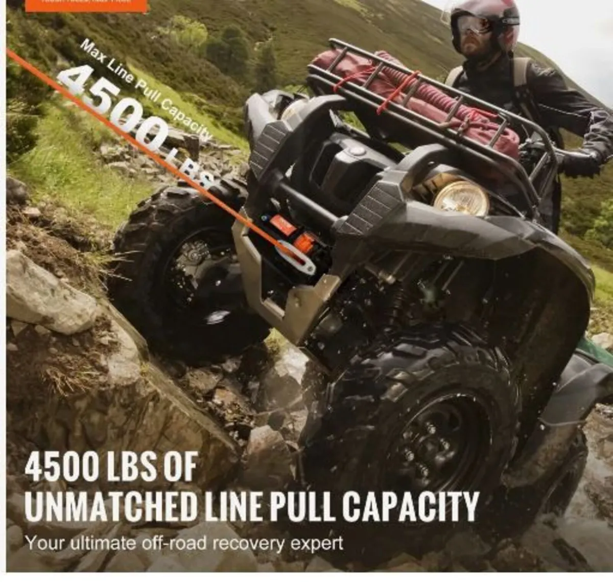 Electric Winch ATV UTV 2041.2 kg Synthetic - Image 1