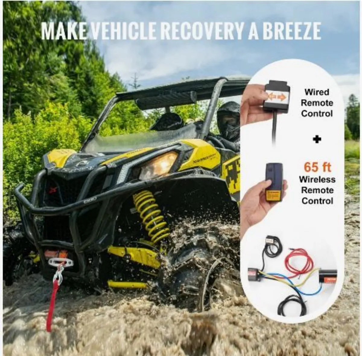 Electric Winch ATV UTV 2041.2 kg Synthetic - Image 3