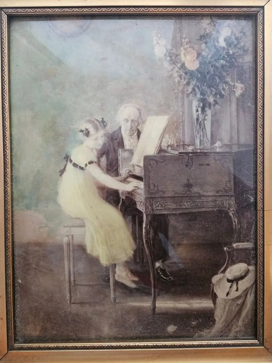 Chrystoleum Vintage framed print The Harpsichord Lesson - Image 1