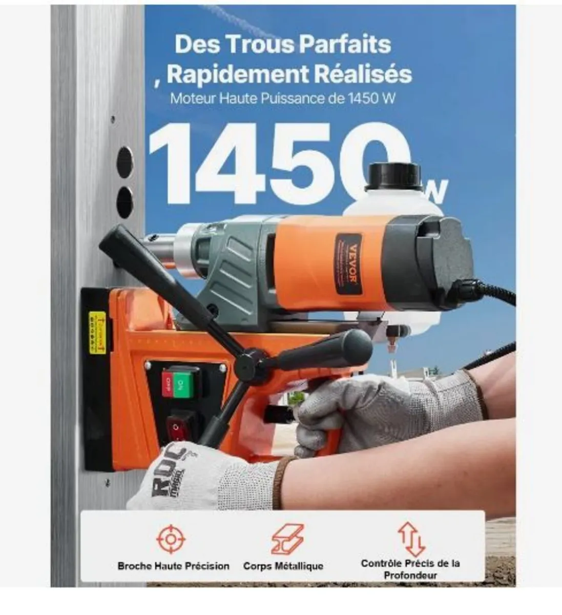 Magnetic Drill, 1450W Motor 1.6 in Boring Diameter - Image 4