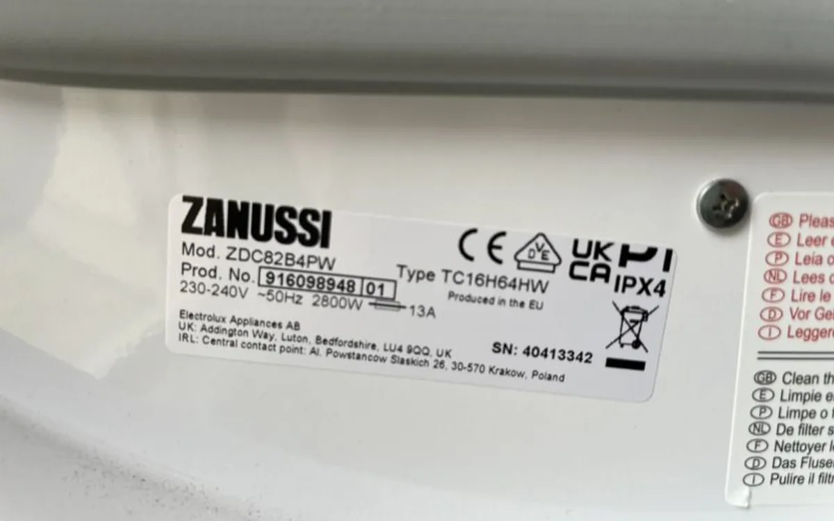 Zanussi 8KG Condenser Tumble Dryer - Image 2