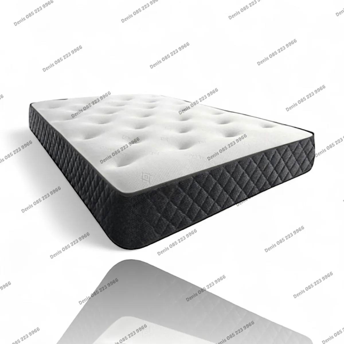 New Grey Divan Base, Headboard & Mattresses - Image 2