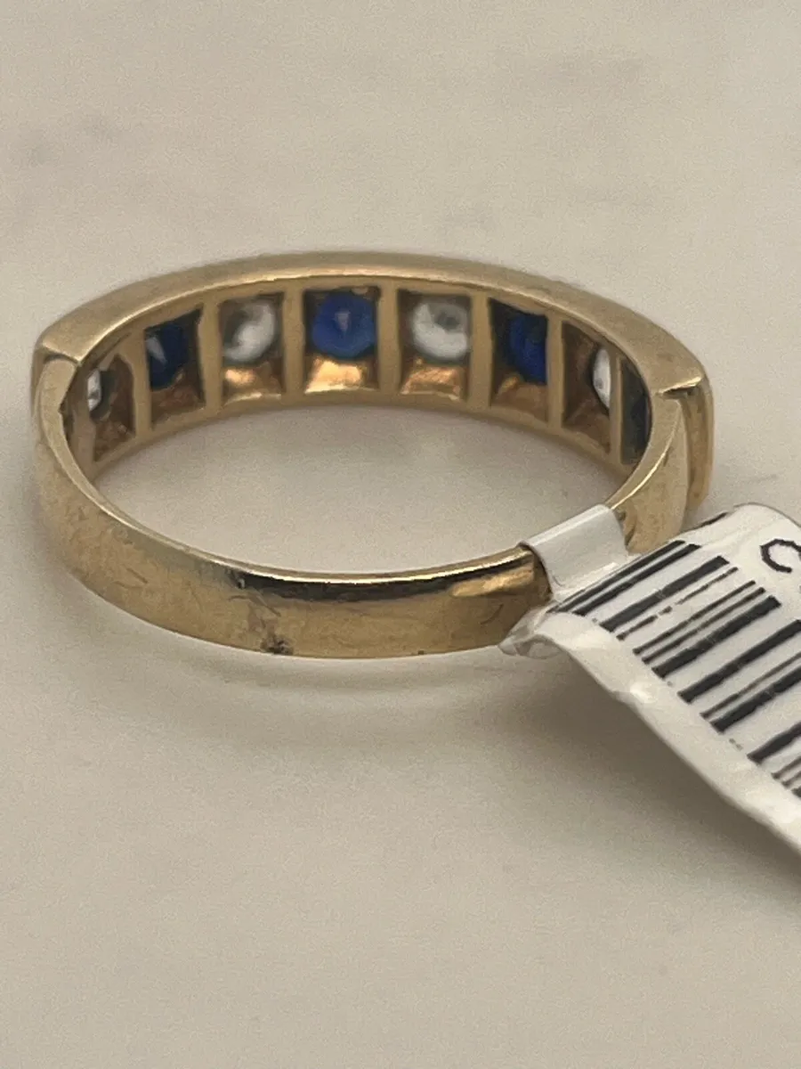 9k gold blue stone cz ring. - Image 4