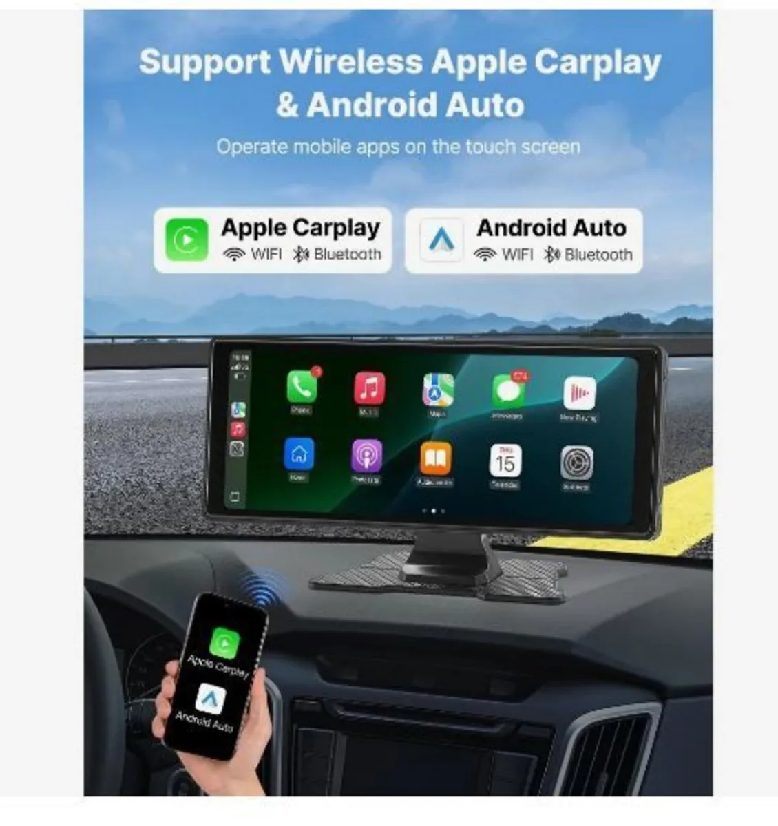 Wireless Car Stereo, 254 mm HD Portable Radio - Image 1