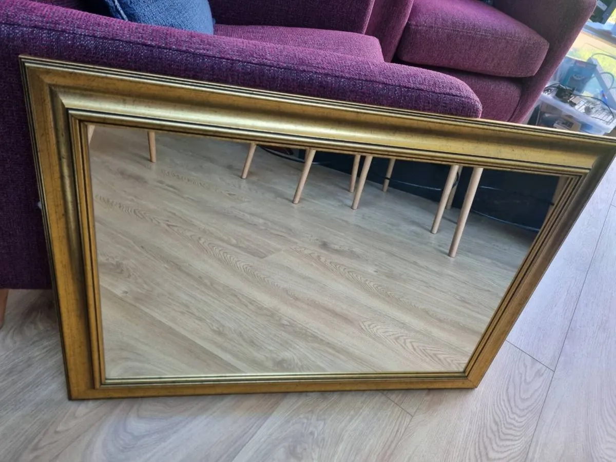 Gold Framed Wall Mirror 89x64cm - Image 1