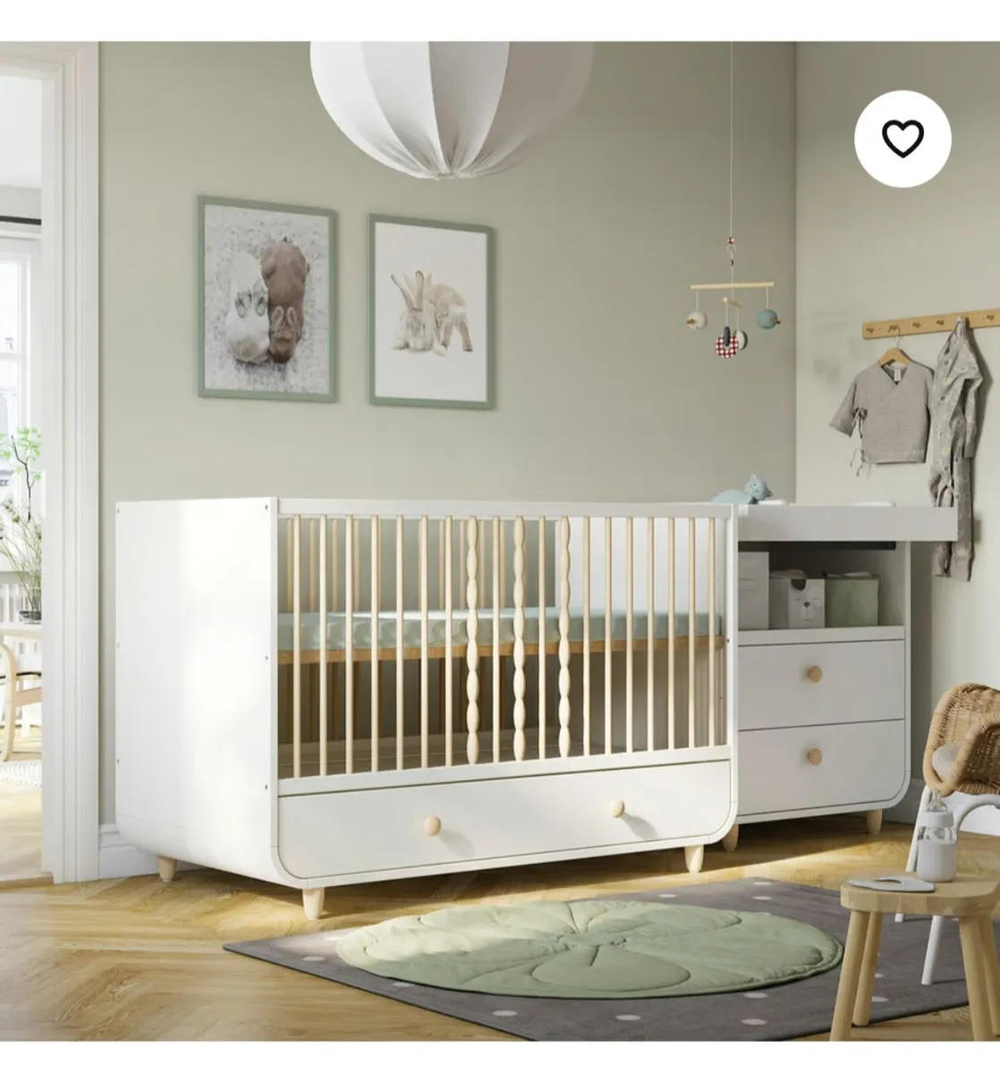 Cot with drawer, white, 70x140 cm - Image 4