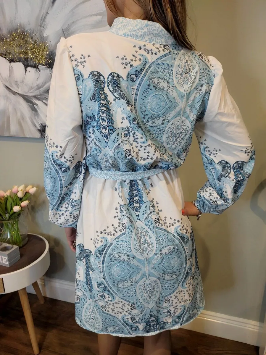 Flared dress blue,brown - Image 3