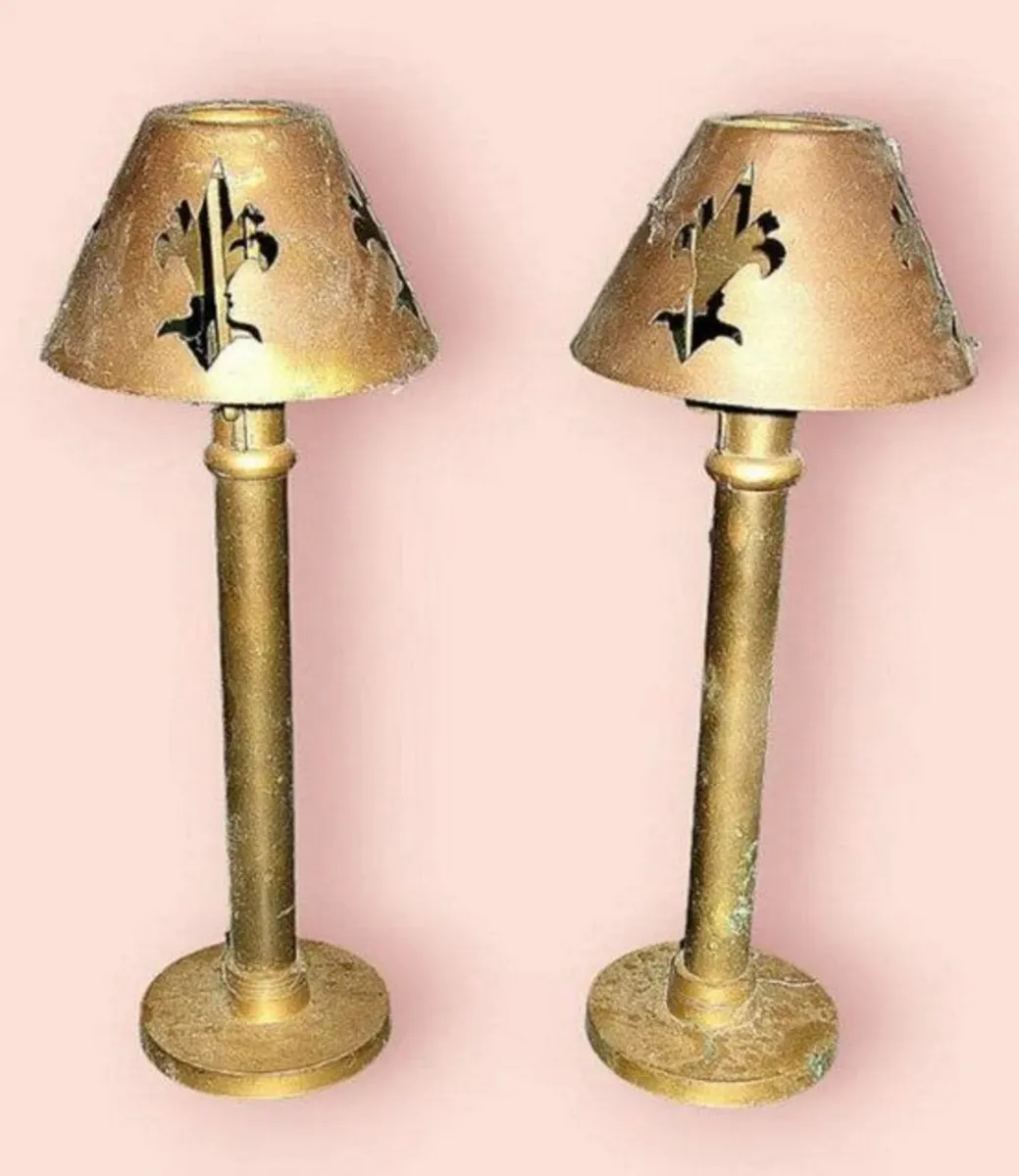 Pair Of Harrods Vintage Brass Candle Lamps - Image 3