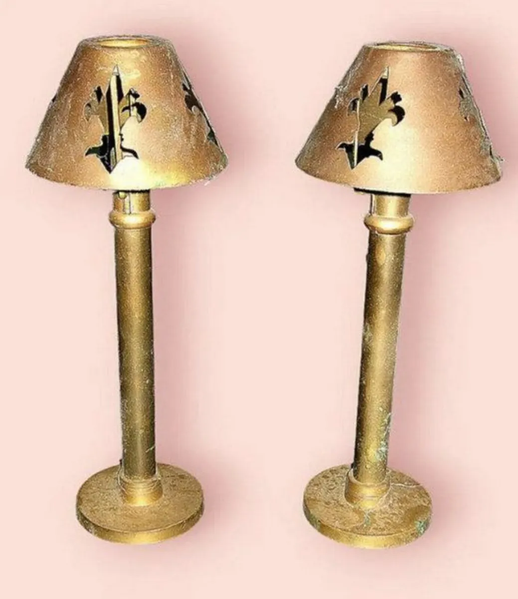 Pair Of Harrods Vintage Brass Candle Lamps - Image 4