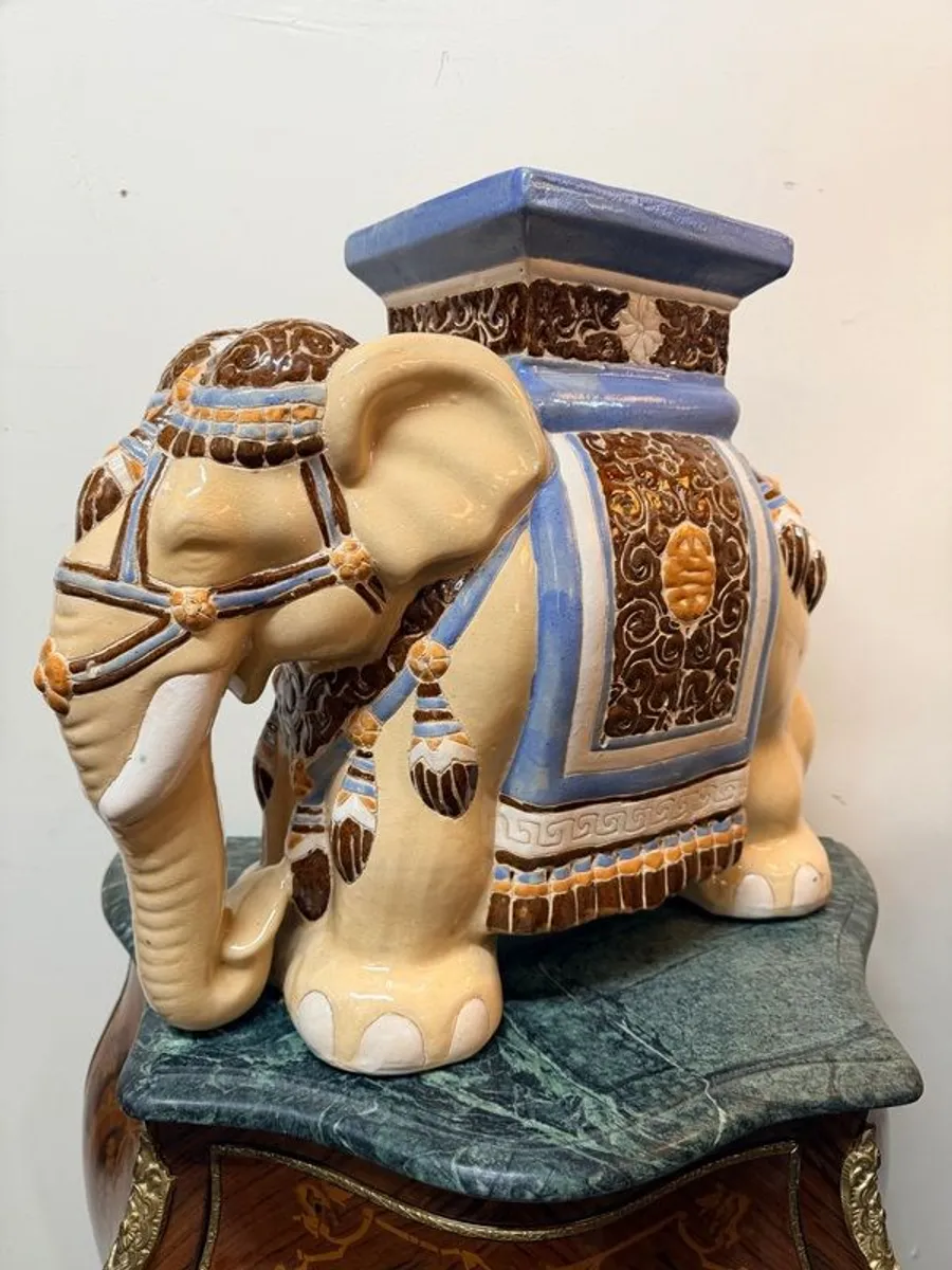 Vintage Ceramic Elephant Plant Stand or Garden Stool - Image 2