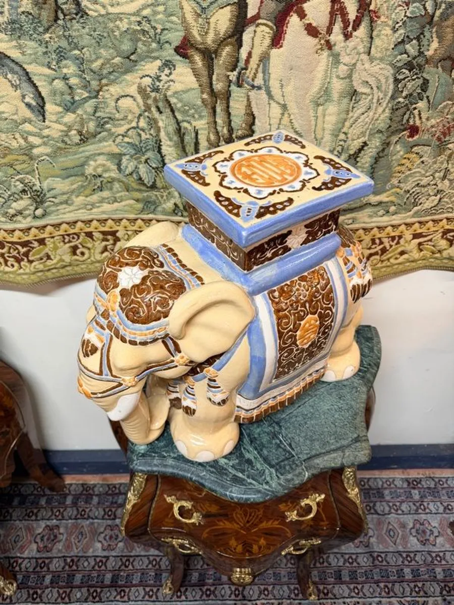 Vintage Ceramic Elephant Plant Stand or Garden Stool - Image 4