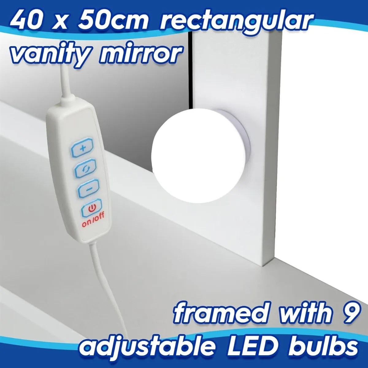 Wooden Dressing Table with LED Mirror Lights - - Image 4