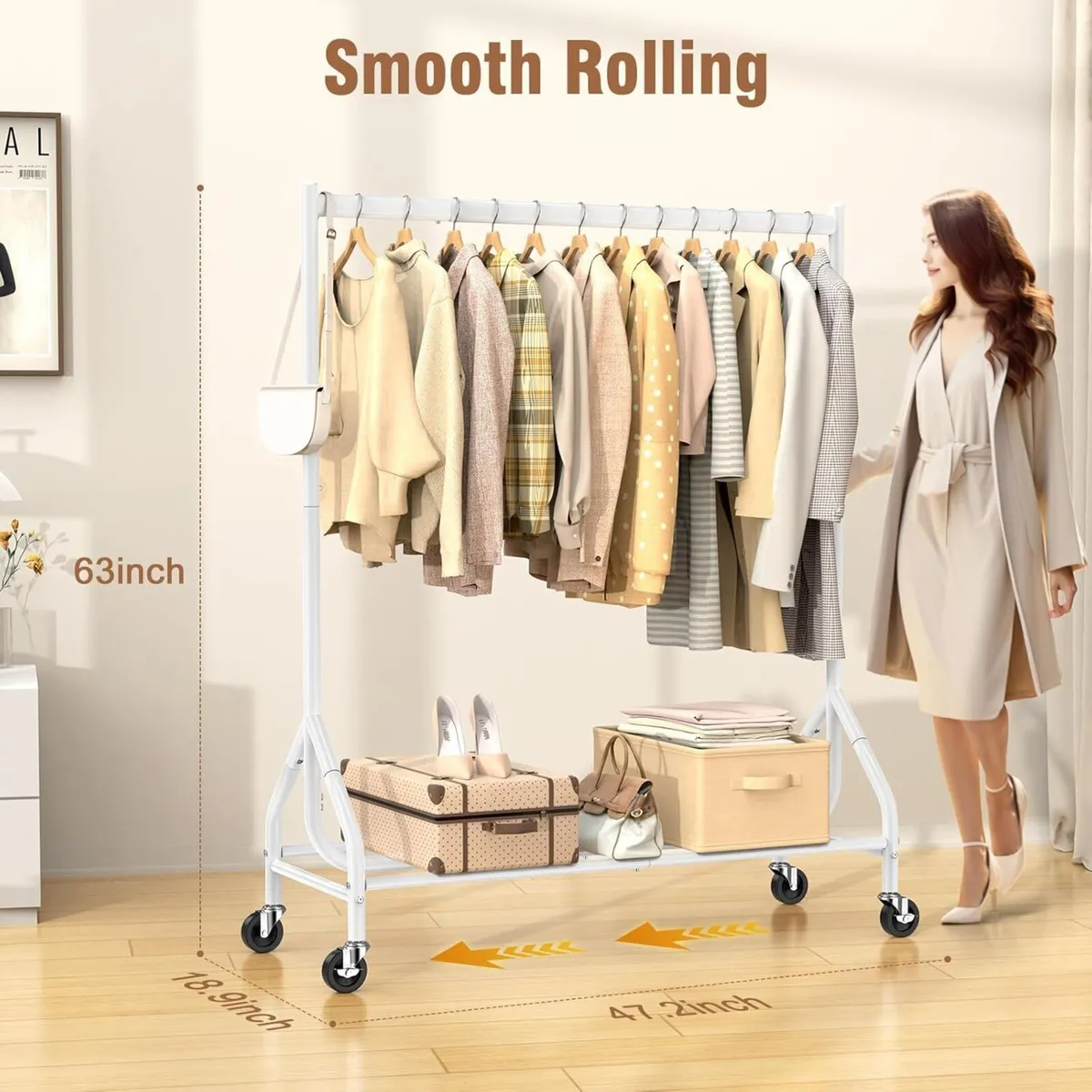 Heavy Duty Clothes Rail Load 180 KG Rolling - Image 3