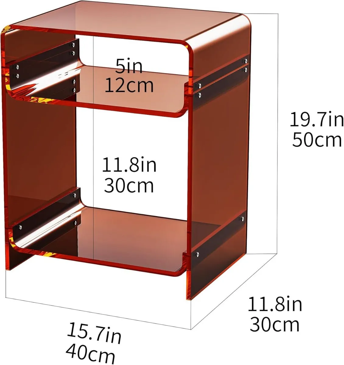 Acrylic Side Table Small Bedside Nightstand 40 x - Image 3