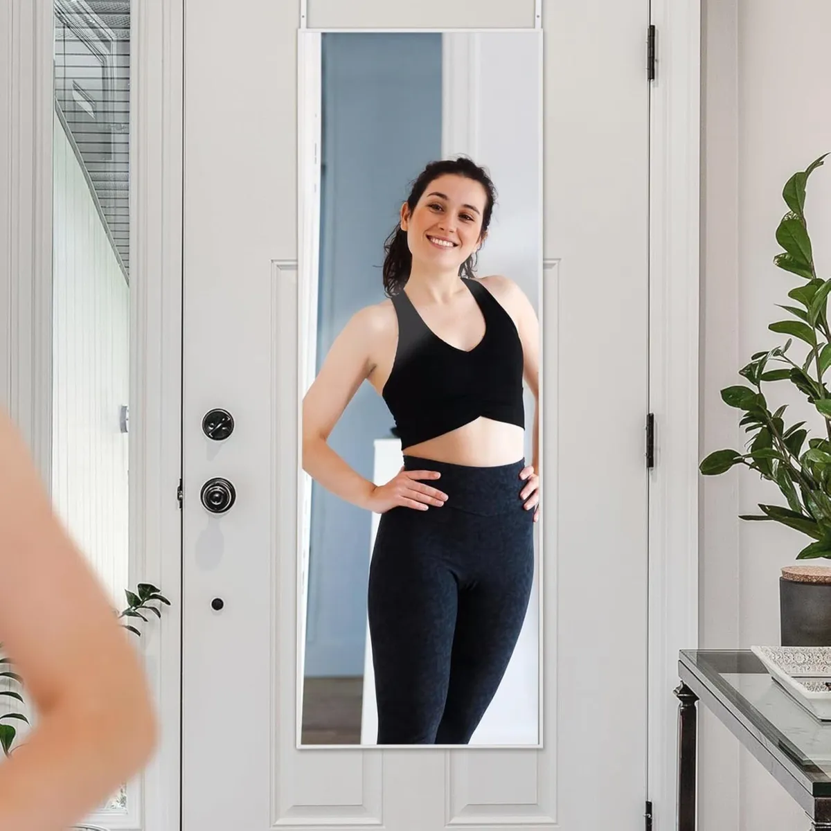 122x35 CM Over The Door Mirror with Hanger White - Image 4