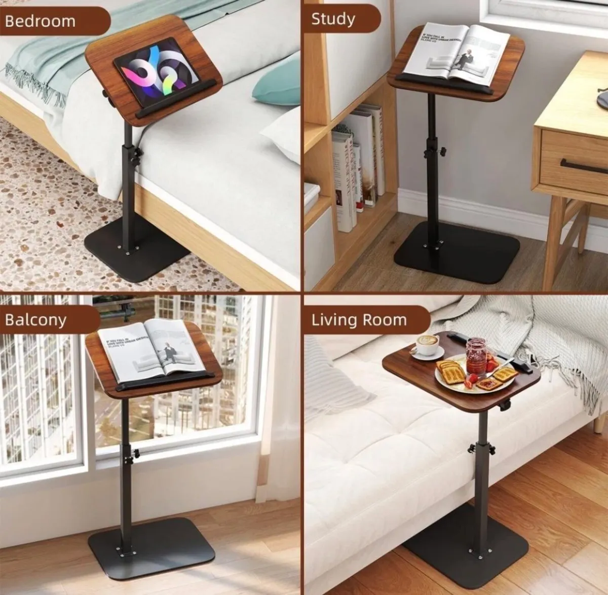 C Shaped Adjustable Side End Laptop Coffee Table - Image 1