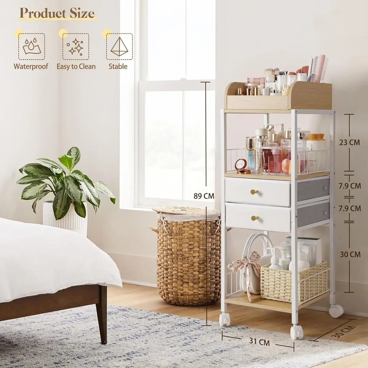 Makeup Organiser with Drawers and Wheels – Floor - Image 2