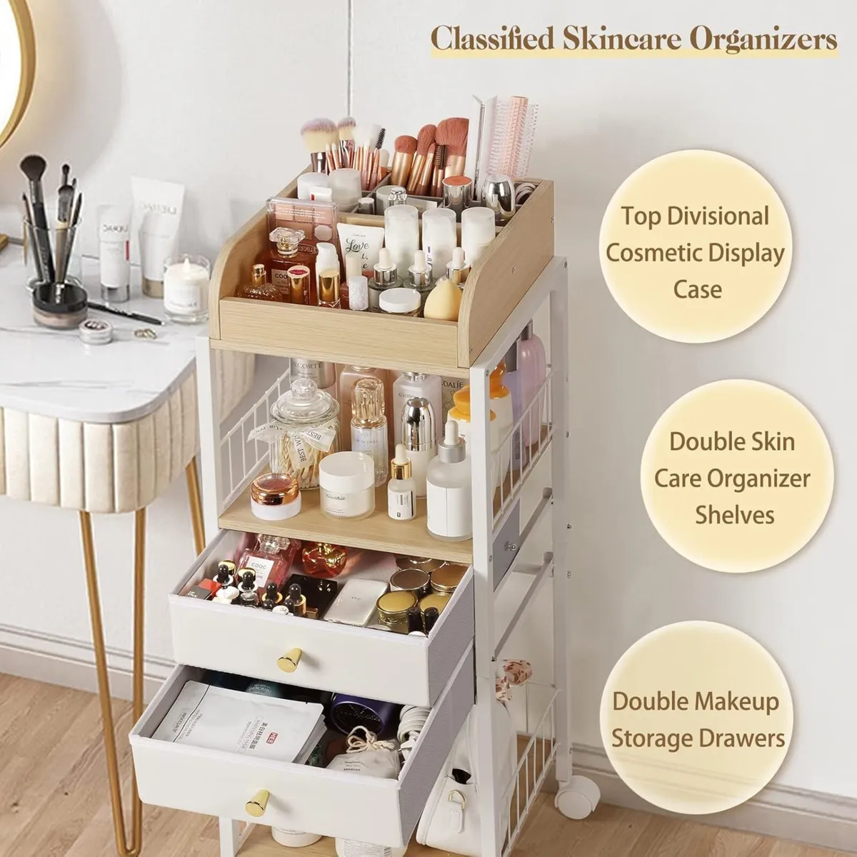 Makeup Organiser with Drawers and Wheels – Floor - Image 4
