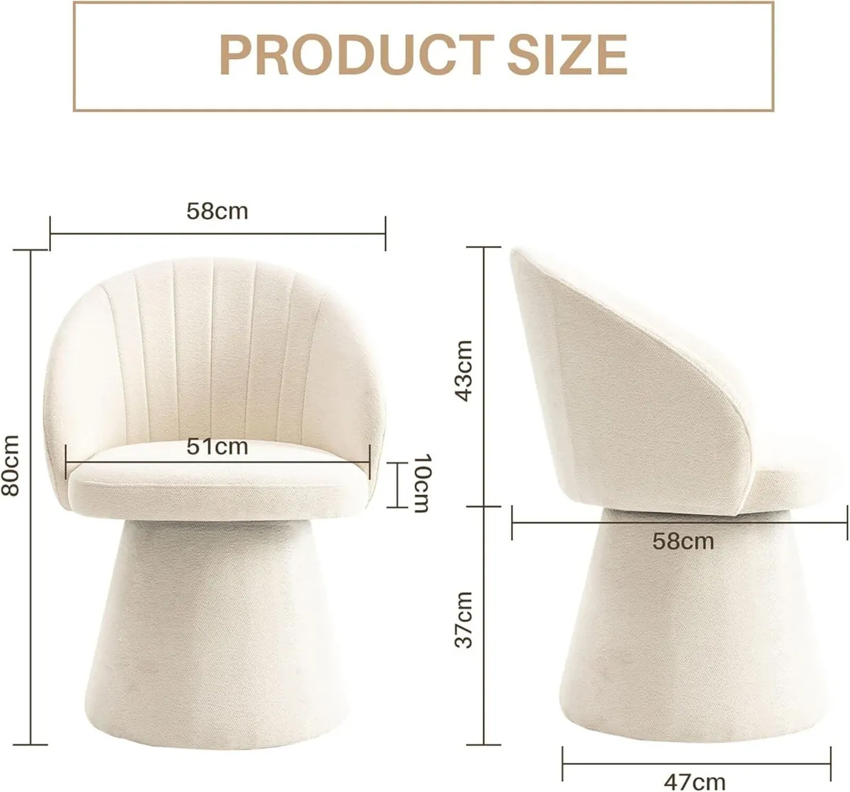 Swivel Chenille Vanity Chair Modern Upholstered - Image 2