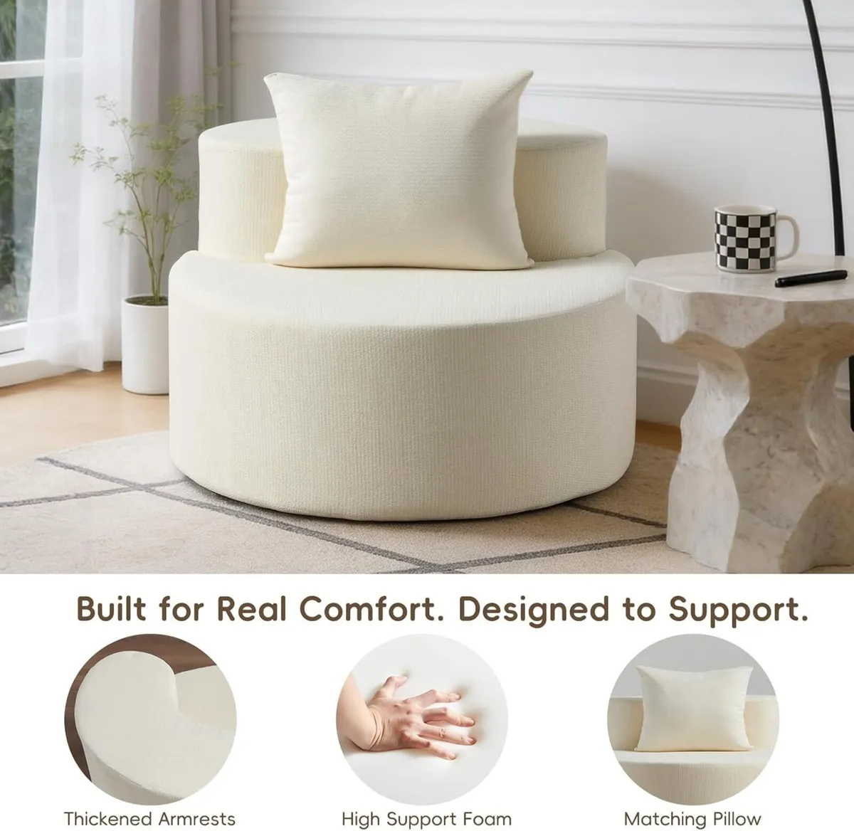 Modern Tub Chair Round Shape Armchair Soft - Image 4